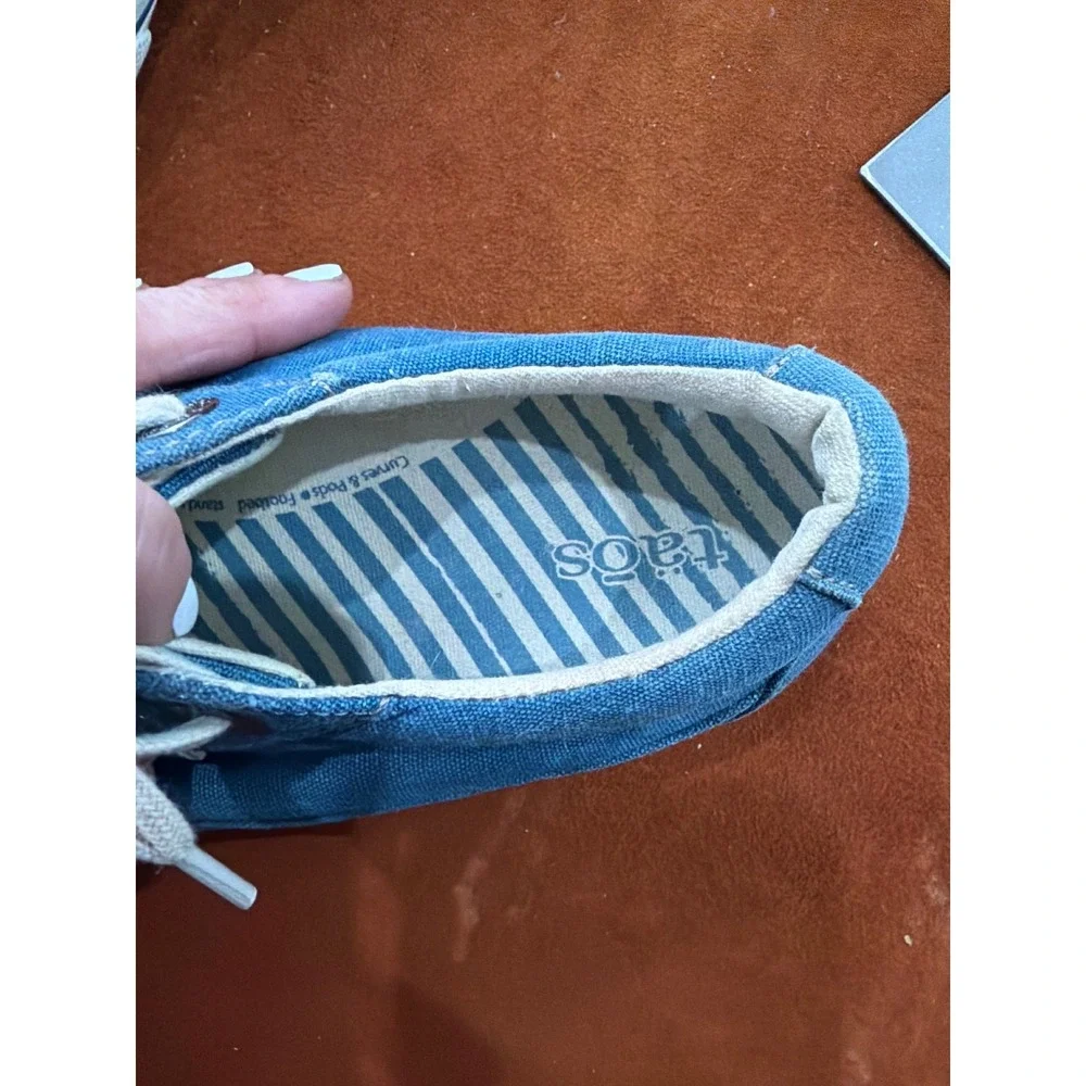 Taos Star Blue Canvas Denim Lace Up Sneakers Curves & Pods‎ Footbed Casual Shoes